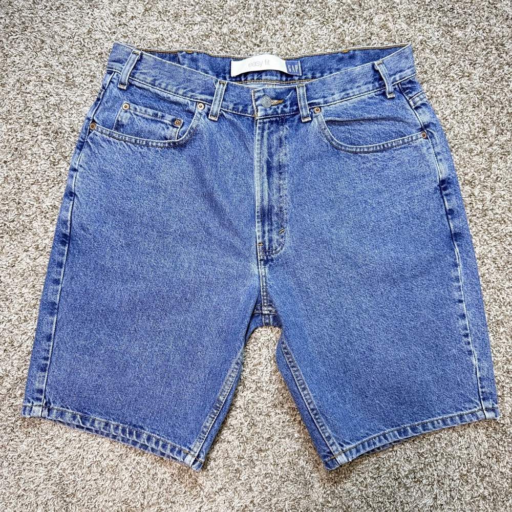 VTG 90s GAP Easy Fit Denim Shorts Mens W34.5 Blue Baggy Jorts 100% Cotton Mexico